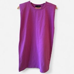 Sanctuary Magenta Purple Shoulder Pad Cotton Shift Dress in Sz Small